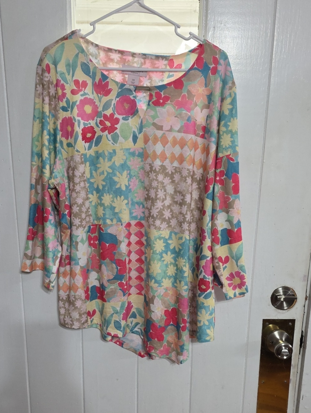 NWT Allison Daley Women's Blouse Colorful Floral Soft Comfort Sz 2X